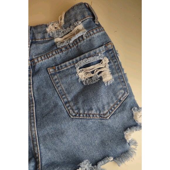 Mele Pere Booty Jean Shorts Woman M - Cut Offs Grunge Destroyed Distressed Denim - Picture 10 of 12